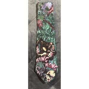 Vintage King Kong American Film Classics Movie Poster Silk Necktie Green Pink